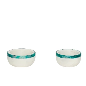 Hubsch Curved Green and White Marble Bowl - 11.5cm diameter