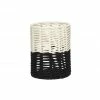 Hubsch Cream and Black Round Cotton Rope Basket in Small