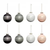 Hubsch Set of 8 Christmas Ball baubles , Plats, Black/Blue/Dark Blue/Rose, Large