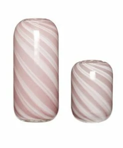 Hubsch White & Pink Glass Swirl Vase - Tall