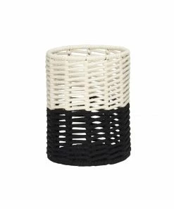 Hubsch Cream and Black Round Cotton Rope Basket in Large
