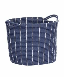 Hubsch Blue Cotton Basket With Two Handles in Medium Size