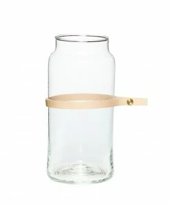 Hubsch Vaso de Cristal con Cuerda de Cuero