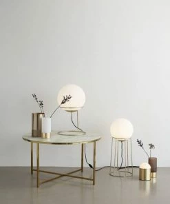 Hubsch Table Metal/Glass White/Brass