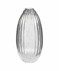Hubsch Striped Clear Glass Vase